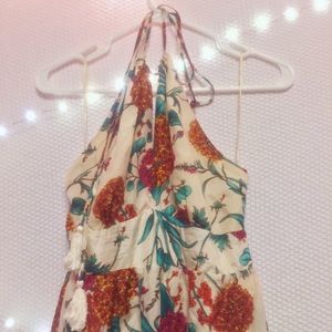 Stunning floral silk maxi halter dress